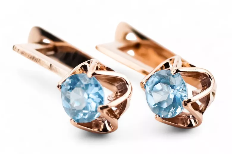 Earrings Vintage style Aquamarine Original Vintage 14K Rose Gold vec005r